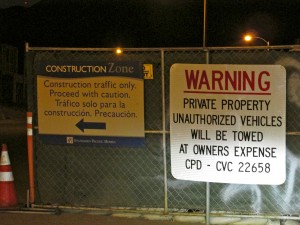 These signs do not apply to the 5 parking spots when construction is not occurring 